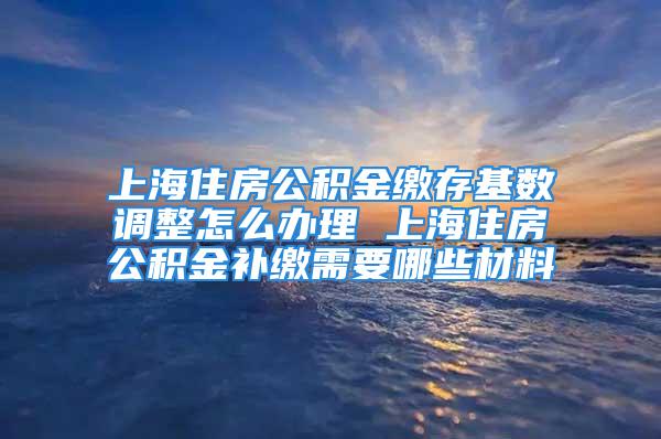 上海住房公積金繳存基數(shù)調(diào)整怎么辦理 上海住房公積金補(bǔ)繳需要哪些材料