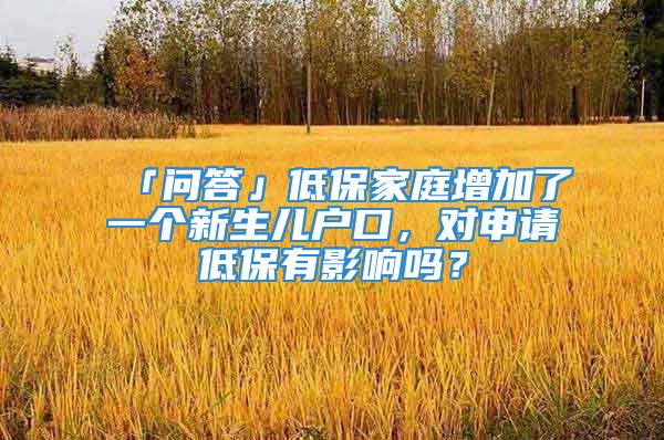 「問答」低保家庭增加了一個(gè)新生兒戶口，對申請低保有影響嗎？