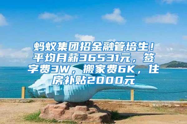 螞蟻集團招金融管培生！平均月薪36531元，簽字費3W，搬家費6K，住房補貼2000元