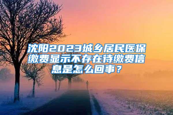 沈陽2023城鄉(xiāng)居民醫(yī)保繳費顯示不存在待繳費信息是怎么回事？