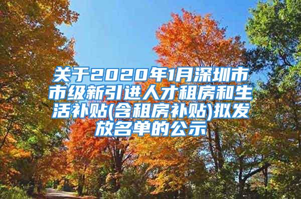 關(guān)于2020年1月深圳市市級(jí)新引進(jìn)人才租房和生活補(bǔ)貼(含租房補(bǔ)貼)擬發(fā)放名單的公示