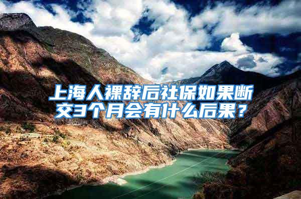 上海人裸辭后社保如果斷交3個(gè)月會有什么后果？