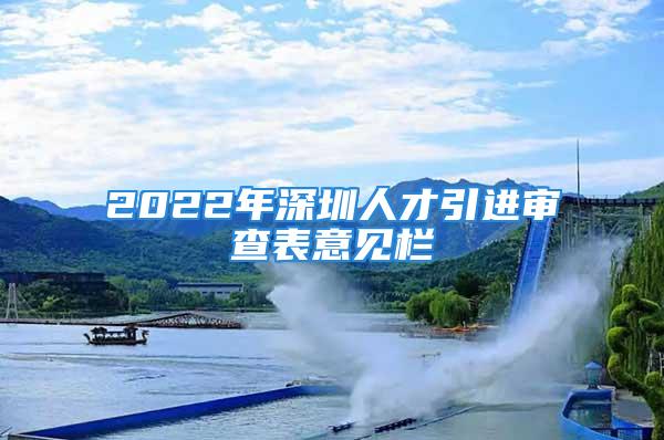 2022年深圳人才引進審查表意見欄