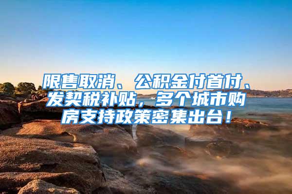 限售取消、公積金付首付、發(fā)契稅補(bǔ)貼，多個(gè)城市購(gòu)房支持政策密集出臺(tái)！