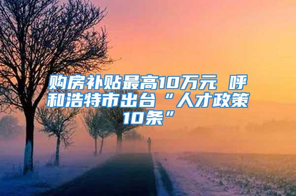 購房補貼最高10萬元 呼和浩特市出臺“人才政策10條”