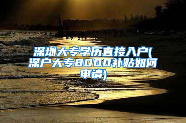 深圳大專學(xué)歷直接入戶(深戶大專8000補(bǔ)貼如何申請(qǐng))