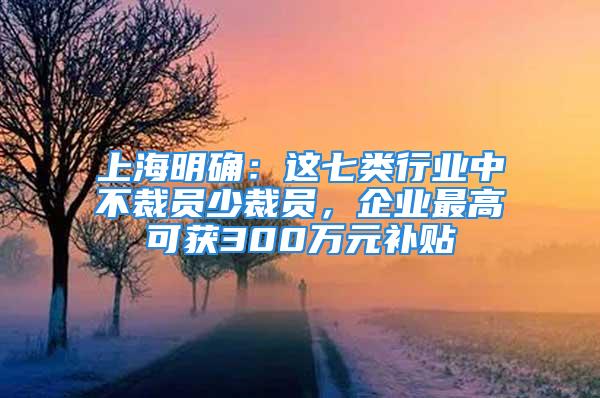 上海明確：這七類行業(yè)中不裁員少裁員，企業(yè)最高可獲300萬元補(bǔ)貼