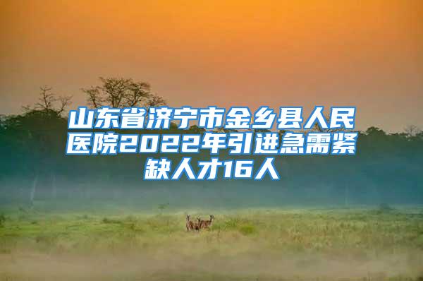 山東省濟寧市金鄉(xiāng)縣人民醫(yī)院2022年引進急需緊缺人才16人