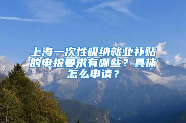 上海一次性吸納就業(yè)補(bǔ)貼的申報要求有哪些？具體怎么申請？