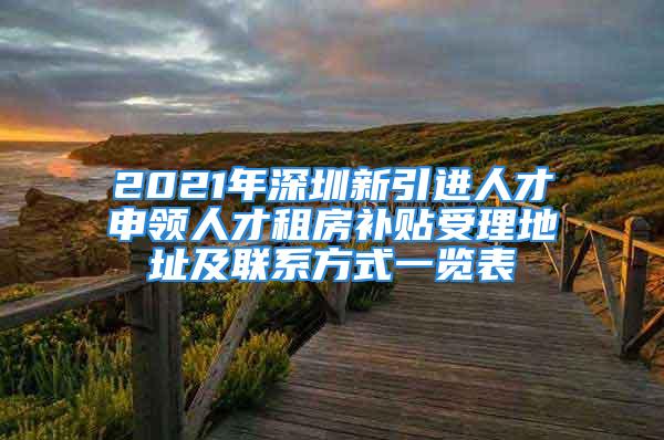 2021年深圳新引進人才申領(lǐng)人才租房補貼受理地址及聯(lián)系方式一覽表