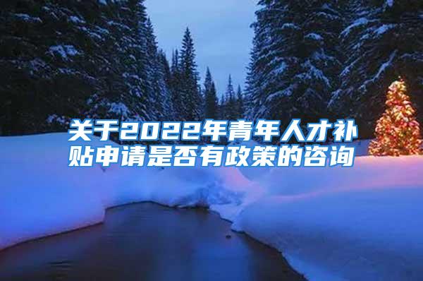 關(guān)于2022年青年人才補(bǔ)貼申請是否有政策的咨詢