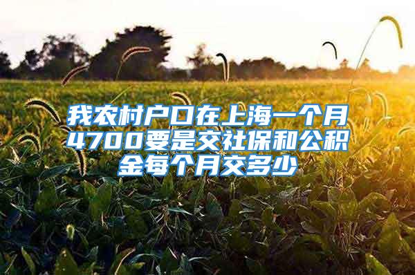 我農(nóng)村戶口在上海一個月4700要是交社保和公積金每個月交多少