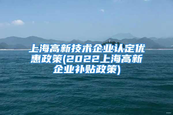 上海高新技術(shù)企業(yè)認(rèn)定優(yōu)惠政策(2022上海高新企業(yè)補(bǔ)貼政策)