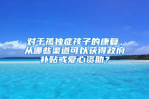 對于孤獨癥孩子的康復(fù)，從哪些渠道可以獲得政府補貼或愛心資助？