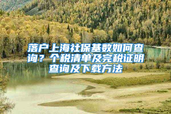 落戶上海社?；鶖?shù)如何查詢？個(gè)稅清單及完稅證明查詢及下載方法