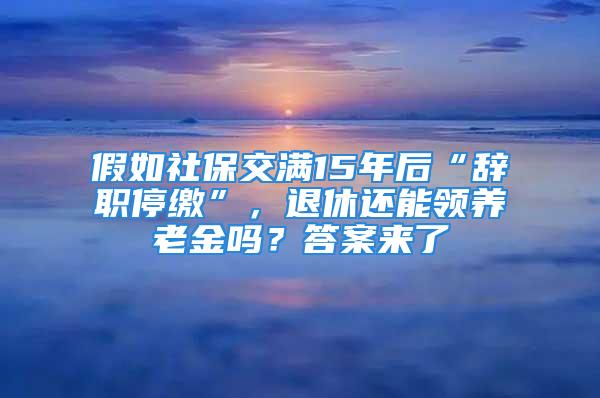 假如社保交滿15年后“辭職停繳”，退休還能領(lǐng)養(yǎng)老金嗎？答案來了