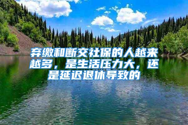 棄繳和斷交社保的人越來越多，是生活壓力大，還是延遲退休導(dǎo)致的