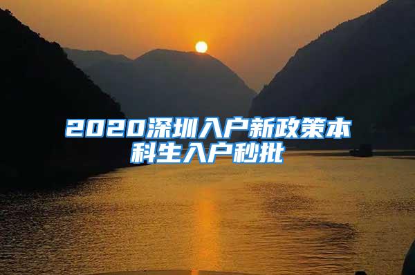 2020深圳入戶新政策本科生入戶秒批