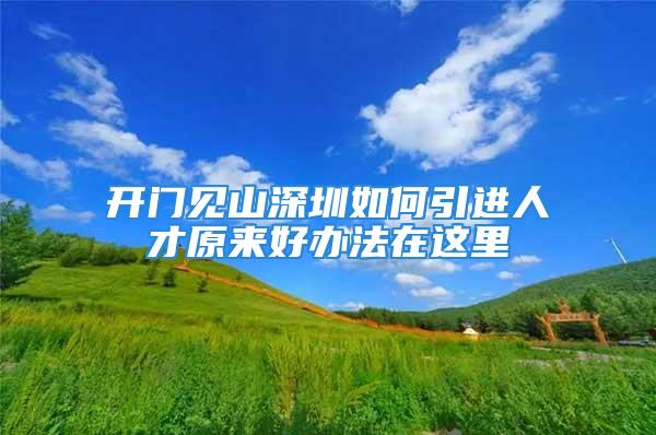 開門見山深圳如何引進人才原來好辦法在這里