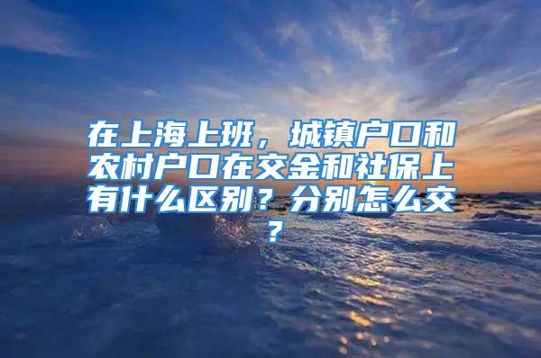 在上海上班，城鎮(zhèn)戶口和農(nóng)村戶口在交金和社保上有什么區(qū)別？分別怎么交？