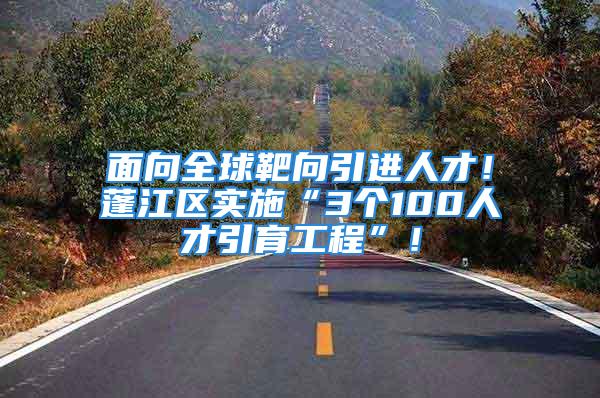 面向全球靶向引進人才！蓬江區(qū)實施“3個100人才引育工程”！