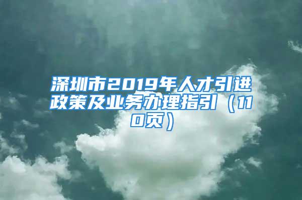 深圳市2019年人才引進(jìn)政策及業(yè)務(wù)辦理指引（110頁）