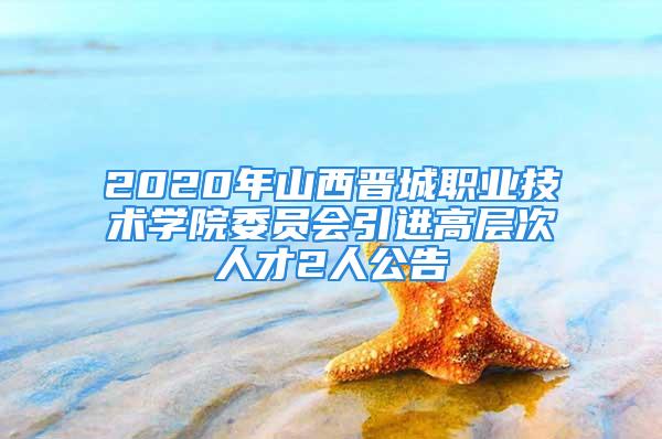 2020年山西晉城職業(yè)技術(shù)學(xué)院委員會(huì)引進(jìn)高層次人才2人公告