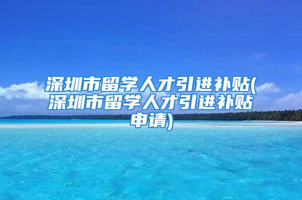 深圳市留學人才引進補貼(深圳市留學人才引進補貼申請)