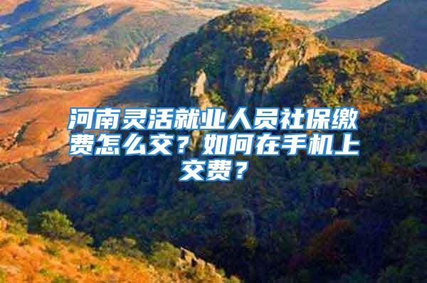 河南靈活就業(yè)人員社保繳費(fèi)怎么交？如何在手機(jī)上交費(fèi)？