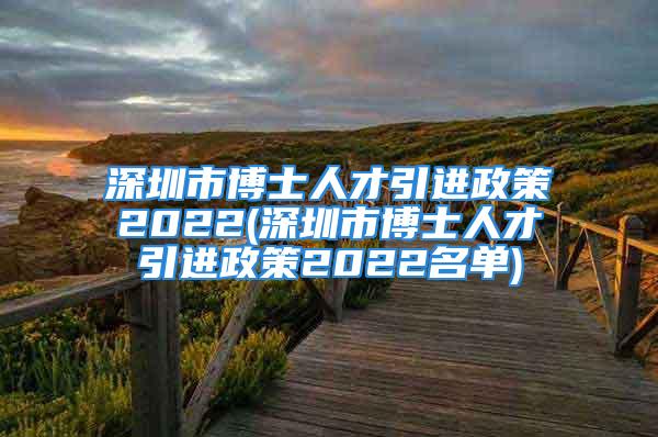 深圳市博士人才引進政策2022(深圳市博士人才引進政策2022名單)