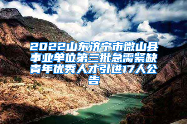 2022山東濟(jì)寧市微山縣事業(yè)單位第三批急需緊缺青年優(yōu)秀人才引進(jìn)17人公告