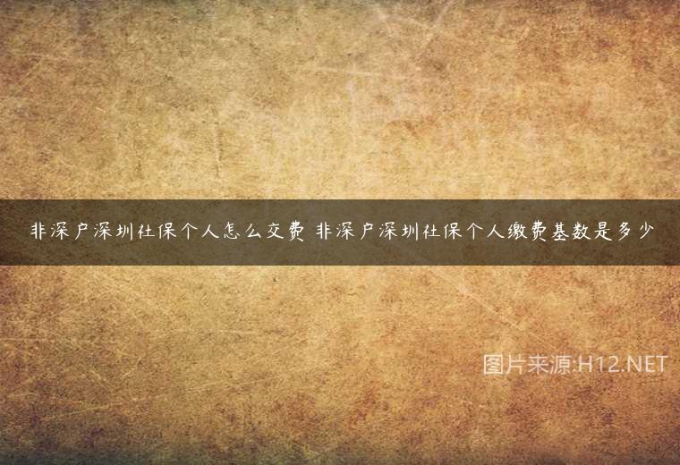 非深戶深圳社保個人怎么交費(fèi) 非深戶深圳社保個人繳費(fèi)基數(shù)是多少