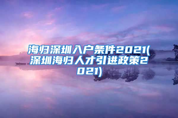 海歸深圳入戶條件2021(深圳海歸人才引進(jìn)政策2021)