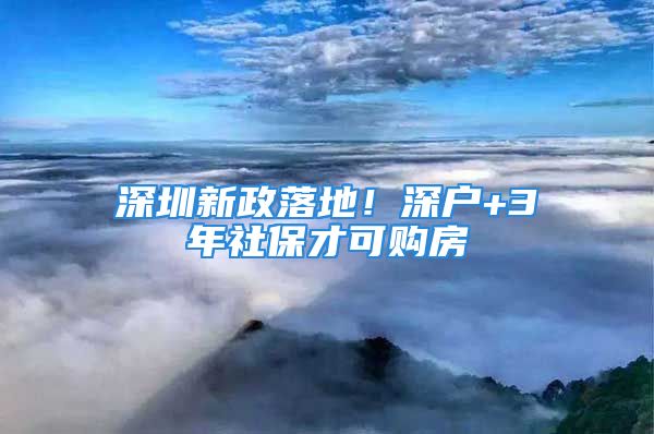 深圳新政落地！深戶(hù)+3年社保才可購(gòu)房