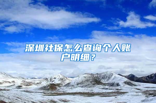 深圳社保怎么查詢個人賬戶明細？