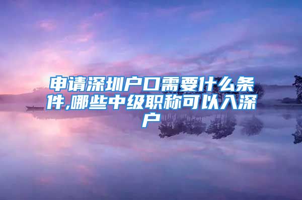 申請(qǐng)深圳戶(hù)口需要什么條件,哪些中級(jí)職稱(chēng)可以入深戶(hù)