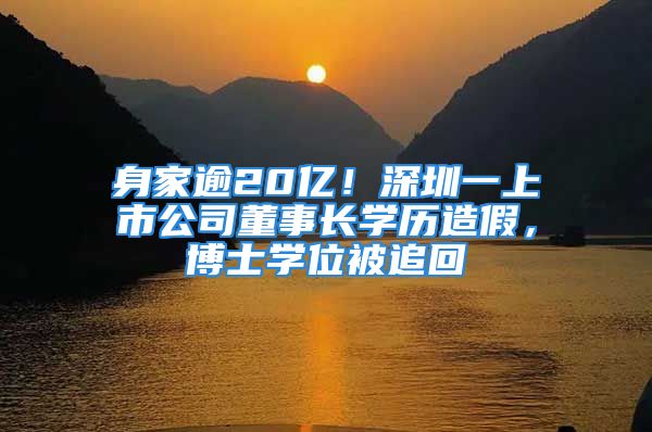 身家逾20億！深圳一上市公司董事長學(xué)歷造假，博士學(xué)位被追回