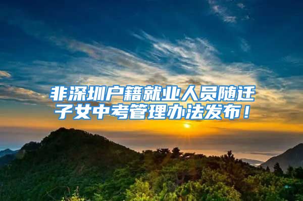 非深圳戶籍就業(yè)人員隨遷子女中考管理辦法發(fā)布！