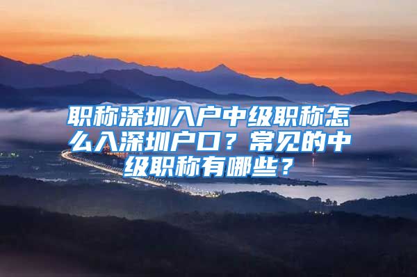 職稱深圳入戶中級職稱怎么入深圳戶口？常見的中級職稱有哪些？