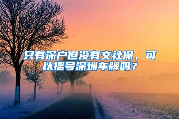 只有深戶但沒有交社保，可以搖號深圳車牌嗎？