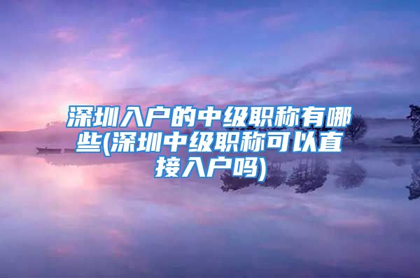 深圳入戶的中級職稱有哪些(深圳中級職稱可以直接入戶嗎)