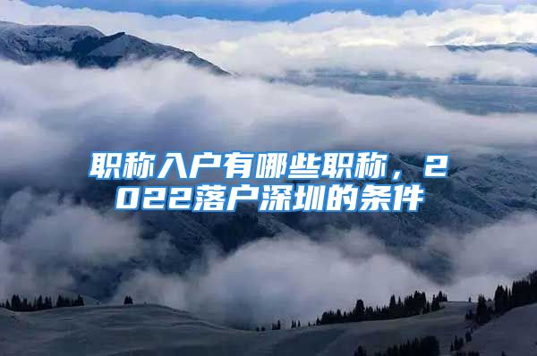 職稱入戶有哪些職稱，2022落戶深圳的條件