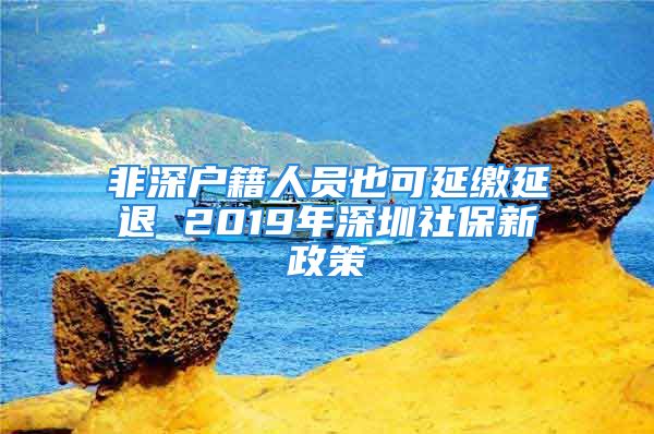 非深戶籍人員也可延繳延退 2019年深圳社保新政策