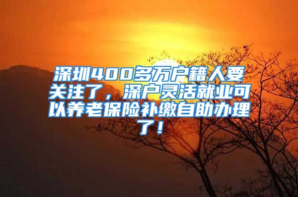 深圳400多萬(wàn)戶籍人要關(guān)注了，深戶靈活就業(yè)可以養(yǎng)老保險(xiǎn)補(bǔ)繳自助辦理了！