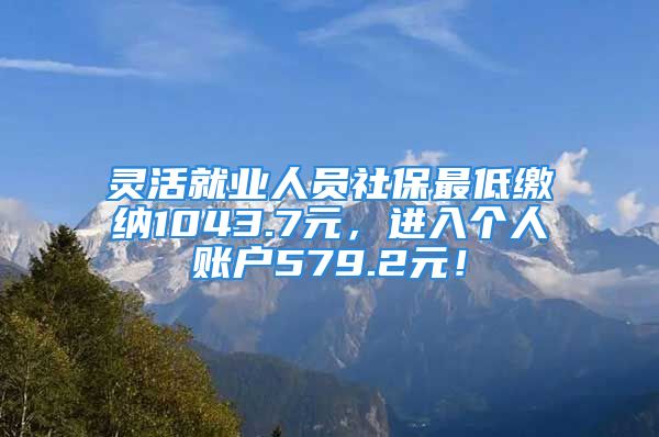 靈活就業(yè)人員社保最低繳納1043.7元，進(jìn)入個人賬戶579.2元！