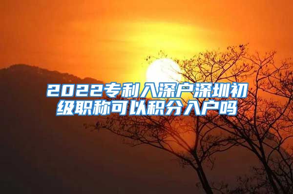 2022專利入深戶深圳初級職稱可以積分入戶嗎