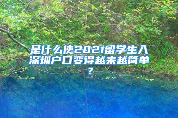 是什么使2021留學生入深圳戶口變得越來越簡單？