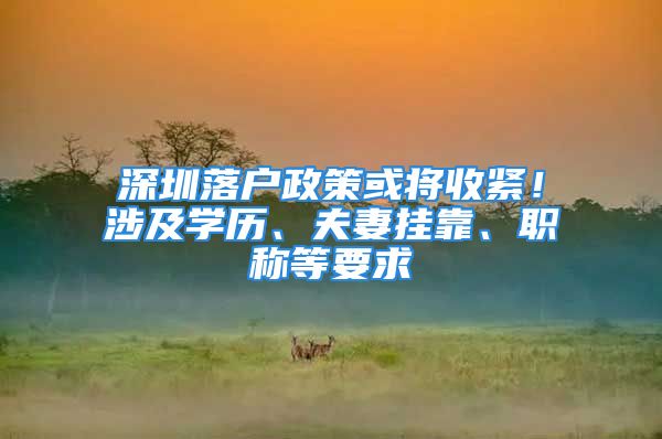 深圳落戶政策或?qū)⑹站o！涉及學歷、夫妻掛靠、職稱等要求