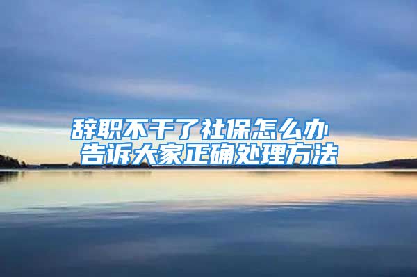 辭職不干了社保怎么辦 告訴大家正確處理方法