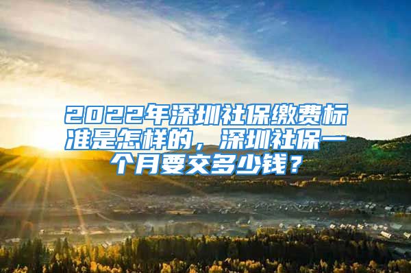 2022年深圳社保繳費(fèi)標(biāo)準(zhǔn)是怎樣的，深圳社保一個月要交多少錢？